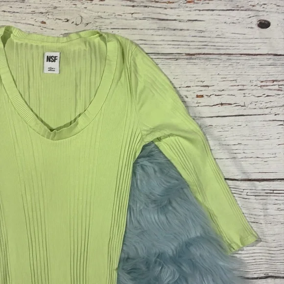 NSF Meadow Rib Dress Midi Dress in Limon - Picture 6 of 9